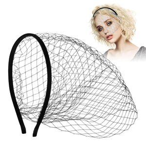 Fascinator Headband with Birdcage Veil Lightweight Mesh for Weddings Events